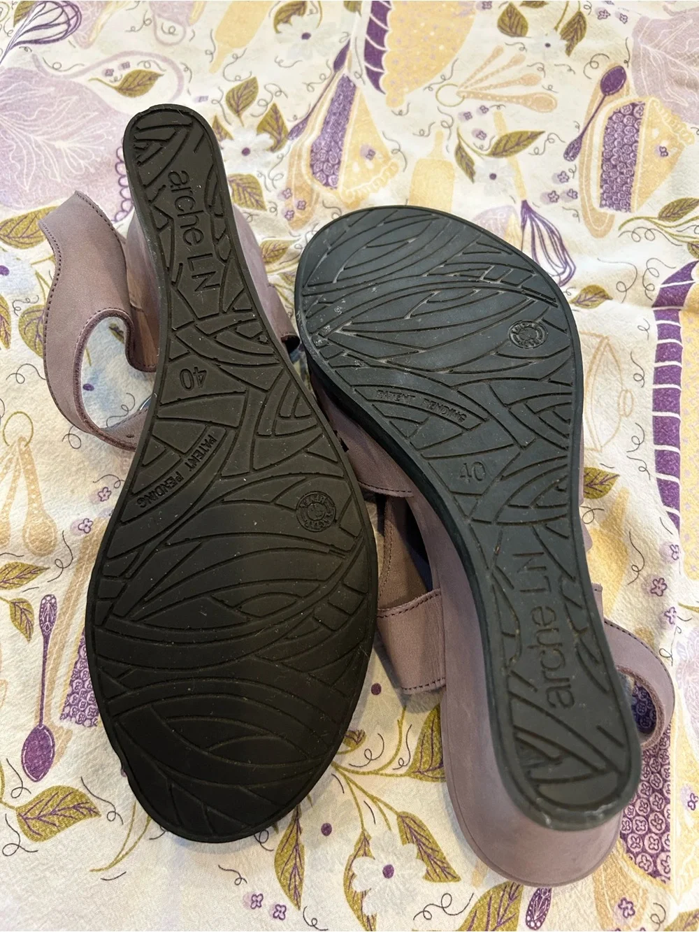 Arche Mauve Suede Cutout Wedge Slingback Sandals